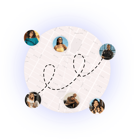 A map displaying the 72 hours dating experience for finding singles available for dates over the weekend quickly.